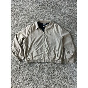 Vintage Polo Ralph Lauren Khaki Harrington Bomber Jacket Men's XXL Y2K Tan READ*